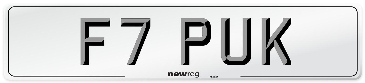 F7 PUK Number Plate from New Reg